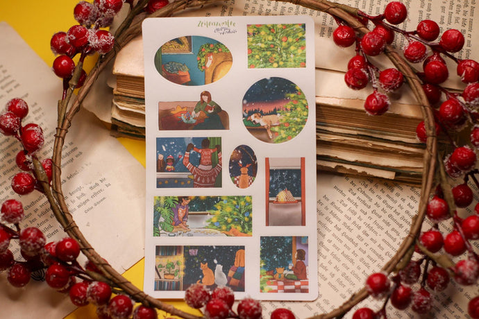 Stickerbogen - Christmas Windows - Gemütliche Weihnachten - Bücher - Bullet Journal - Adventskalender befüllen - Briefe dekorieren - Penpal