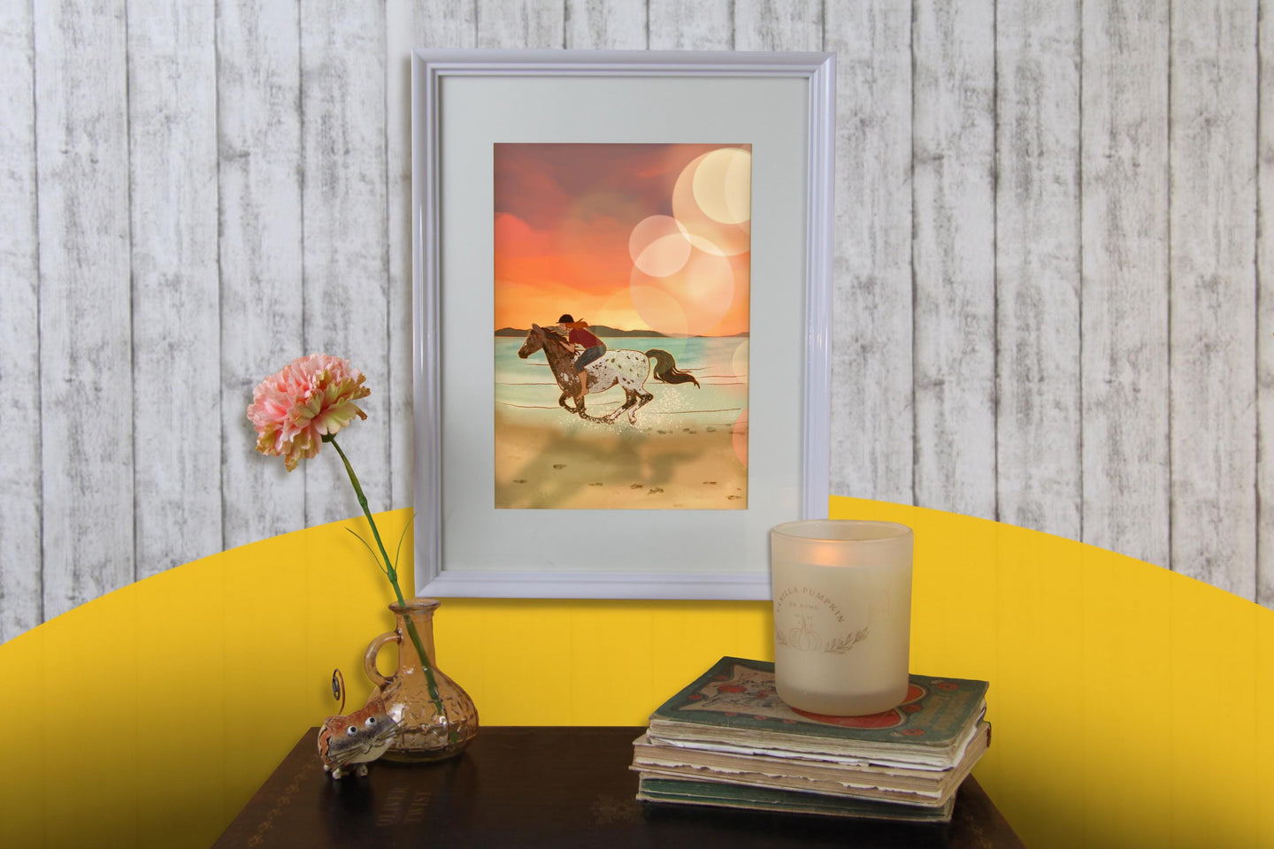 Print - Strandausritt - Reiterin am Strand - Appaloosa - Kunstdruck - Geschenkidee für Reiterinnen und Reiter - Handgemalte Illustration