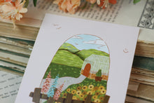 Lade das Bild in den Galerie-Viewer, Postkarte - Frühlingsgefühle - Garten mit Gartenhaus Blumen
