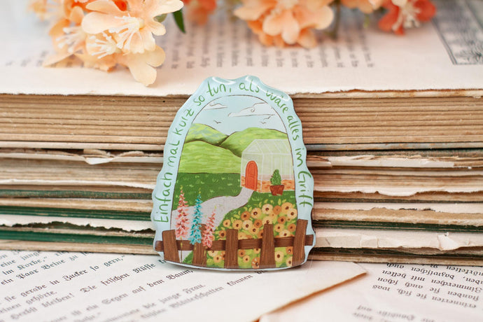 Kühlschrankmagnet - Garten - Einfach mal kurz so tun, als wäre alles im Griff - Magnet mit lustigem Spruch - Eigene Illustration