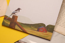 Lade das Bild in den Galerie-Viewer, Notizblock - Elster und Haus - Briefpapier - Penpal - DIN A5 - 50 Seiten - kariert
