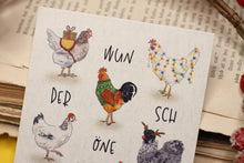 Lade das Bild in den Galerie-Viewer, Postkarte - Hühner Weihnachten - Weihnachtshühner - Weihnachtskarte mit Huhn - Eigene Illustration
