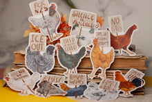 Lade das Bild in den Galerie-Viewer, Vinyl Sticker - Protestierende Hühner - Einzeln oder als Set - Gegen Rechts - Liebe statt Hass - Handgemalte Illustration
