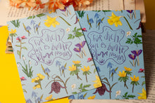 Lade das Bild in den Galerie-Viewer, Postkarte - Für dich soll es bunte Blumen regnen - Wildblumen - Frühblüher - Geburtstagskarte, Glückwünsche - Eigene Illustration
