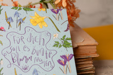 Lade das Bild in den Galerie-Viewer, Postkarte - Für dich soll es bunte Blumen regnen - Wildblumen - Frühblüher - Geburtstagskarte, Glückwünsche - Eigene Illustration
