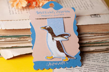 Lade das Bild in den Galerie-Viewer, Magnetisches Lesezeichen - Pinguin - Eselspinguin - Glitzer - Geschenkidee - Eigene Illustrationen
