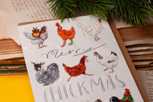 Lade das Bild in den Galerie-Viewer, Klappkarte - Merry Chickmas - Weihnachtskarte mit Hühnern - lustiger Karte - Eigene Illustration
