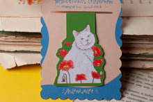 Lade das Bild in den Galerie-Viewer, Magnetisches Lesezeichen - Katze mit Mohnblumen - Geschenkidee - Eigene Illustrationen

