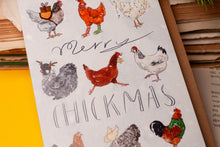 Lade das Bild in den Galerie-Viewer, Klappkarte - Merry Chickmas - Weihnachtskarte mit Hühnern - lustiger Karte - Eigene Illustration

