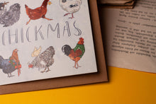 Lade das Bild in den Galerie-Viewer, Klappkarte - Merry Chickmas - Weihnachtskarte mit Hühnern - lustiger Karte - Eigene Illustration
