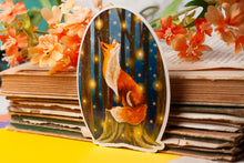 Lade das Bild in den Galerie-Viewer, Vinyl Sticker - Fuchs im Wald mit Glühwürmchen - Handgemalte Illustration - Glitzer Aufkleber
