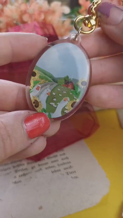 Acryl Schlüsselanhänger - Lustige Gänse - Bauernhoftiere - mit Epoxy - Eigene Illustration A-/B-Ware