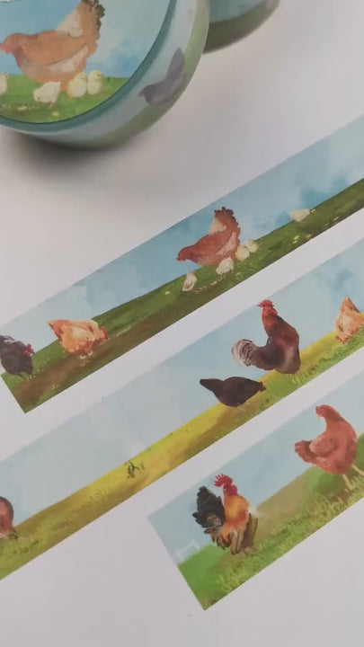 Washi Tape - Glückliche Hühner - Eigene Illustrationen
