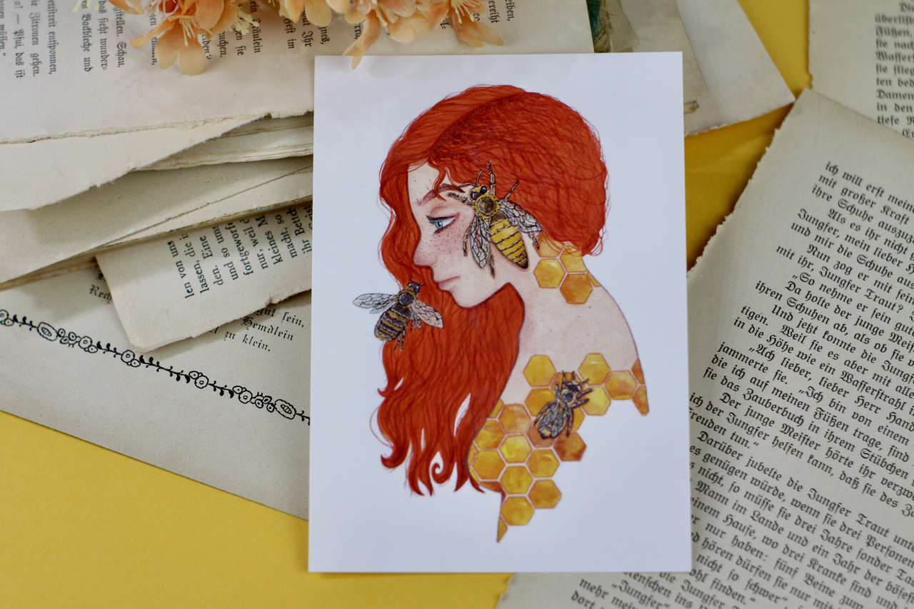 Postkarte - Bienenmädchen
