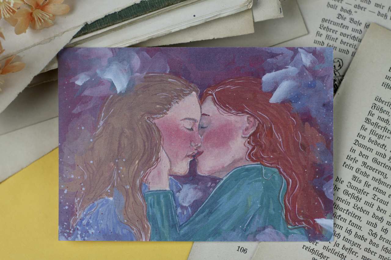 Postkarte - Gefühlsvoller Kuss
