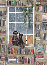 Lade das Bild in den Galerie-Viewer, Print - Bücherregal mit Katzen
